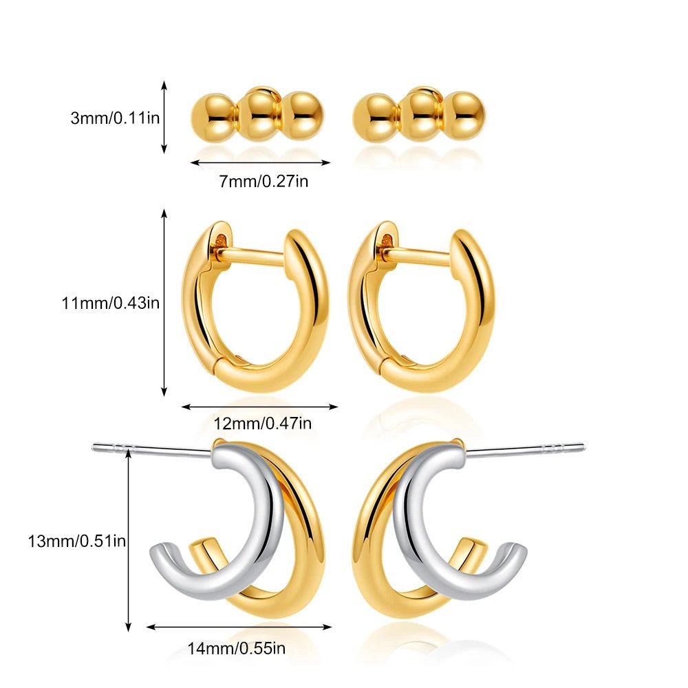 14k Gold Plated Small Zircon Stackable Hoop Earrings SetAzizaK