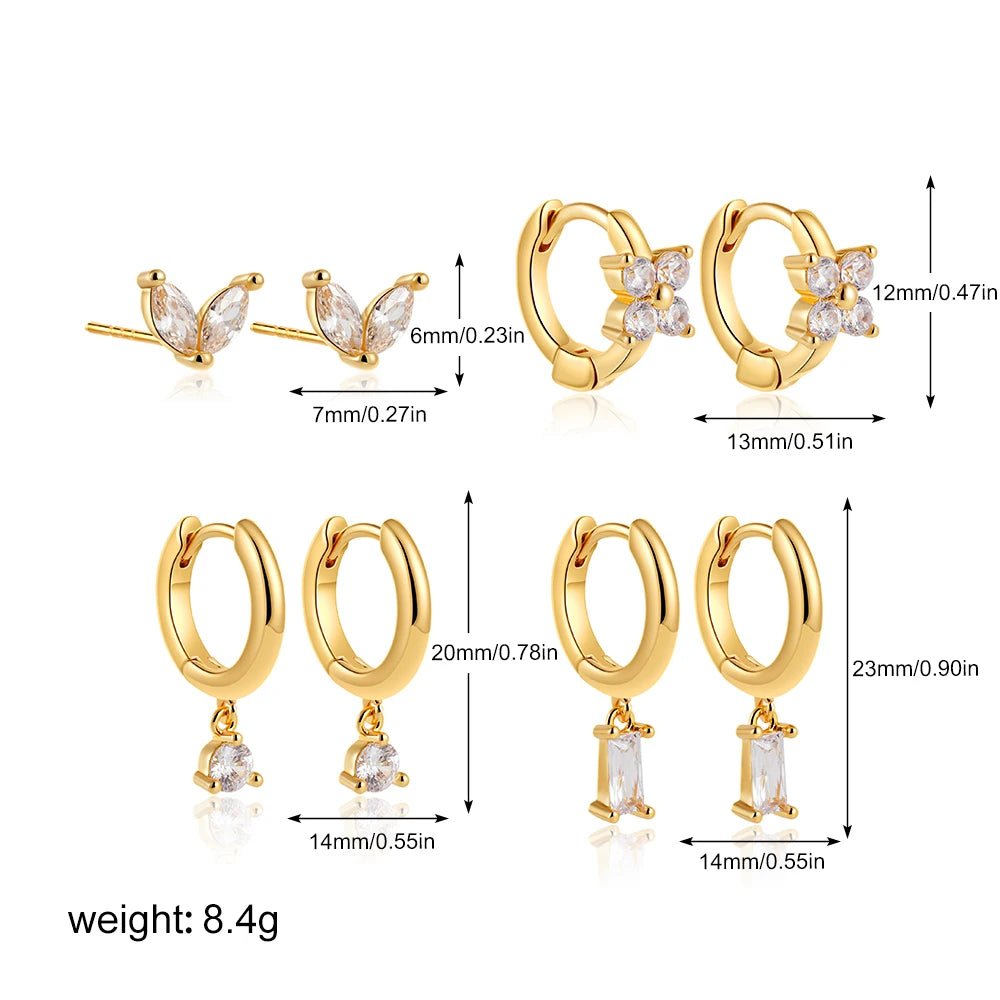 14k Gold Plated Small Zircon Stackable Hoop Earrings SetAzizaK