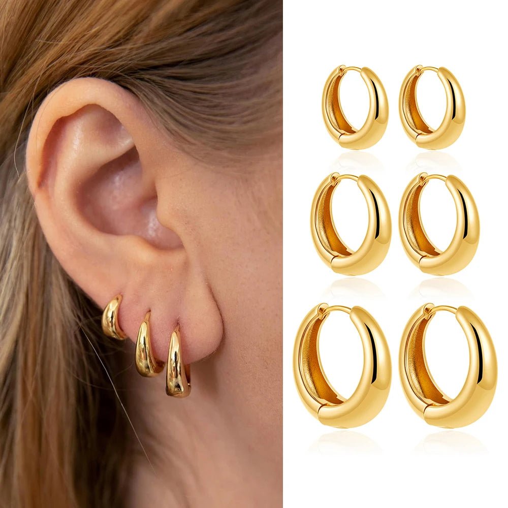 14k Gold Plated Small Zircon Stackable Hoop Earrings SetAzizaK