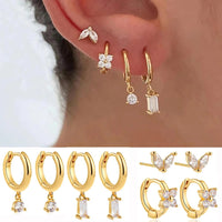 14k Gold Plated Small Zircon Stackable Hoop Earrings SetAzizaK