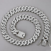 14MM Iced Prong Link Cuban Chain Necklaces for Men Women High Quality Rhinestones Chunky Cuban Chain Punk Jewelry Drop ShippingAzizaK