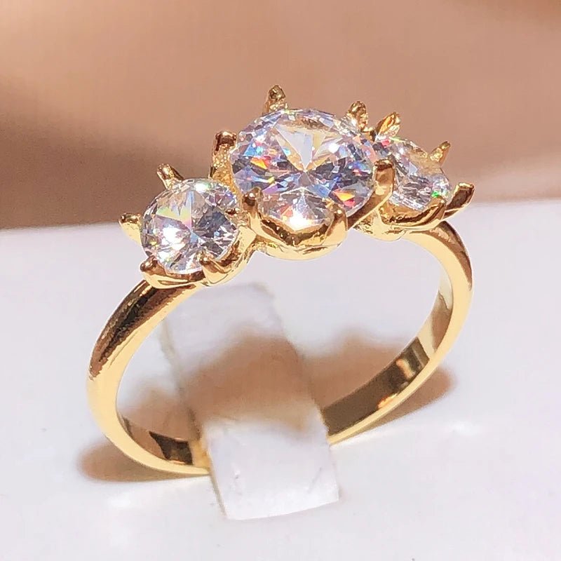 18K Gold Ring Female 925 Stamp Fashion WeddingAzizaK