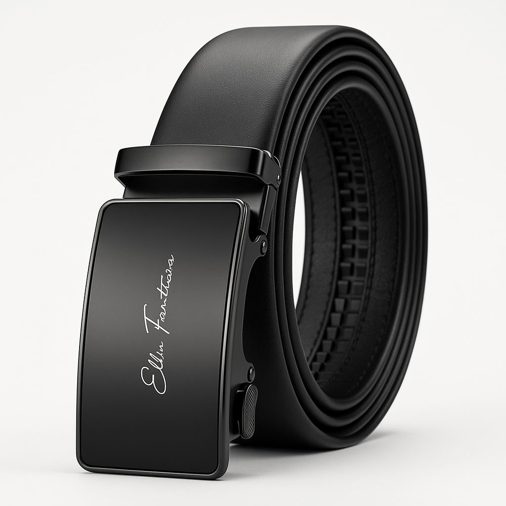 Premium Genuine Leather Men’s Belt with Automatic Ratchet Buckle – Elegant and Durable