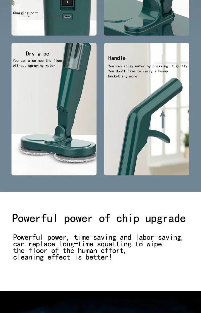 2 in 1 Electric Rotating Mop Cleaner, Automatic, Cordless, 360° RotatingAzizaK