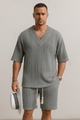 ☀️ 2 - piece knitted set – V - neck T-shirt and shortsAzizaK