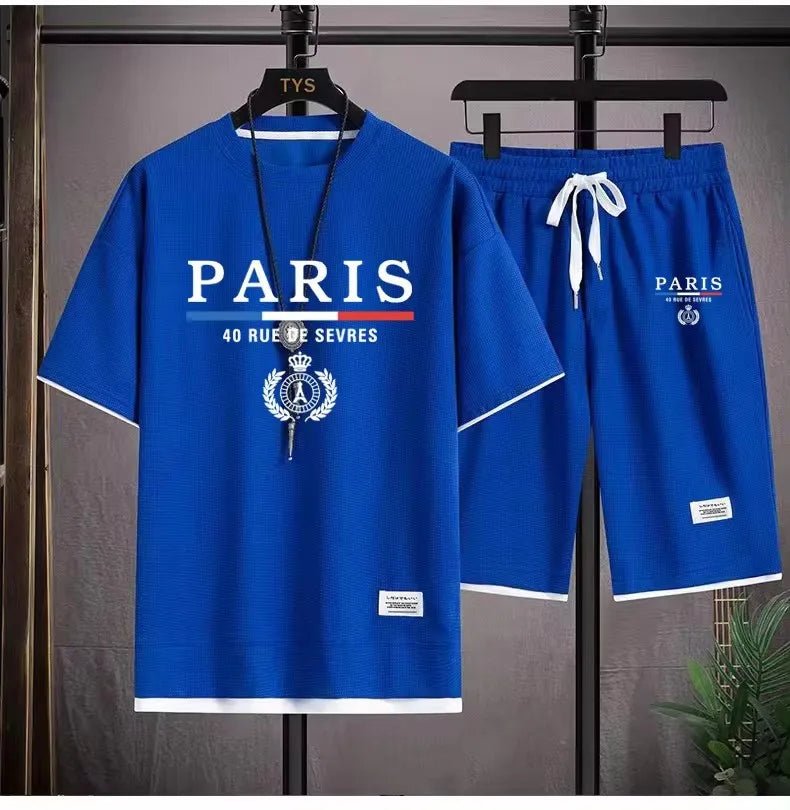 🇫🇷 2 - Piece Set – Paris Casual T-Shirt & Shorts | Summer Streetwear TracksuitAzizaK