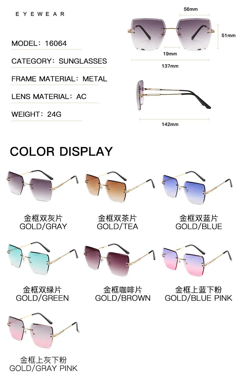 2024 Trendy Polygonal Gradient Men Sunglasses New Frameless Cut Edge Sunglasses for Women Sunscreen and Shading SunglassesAzizaK