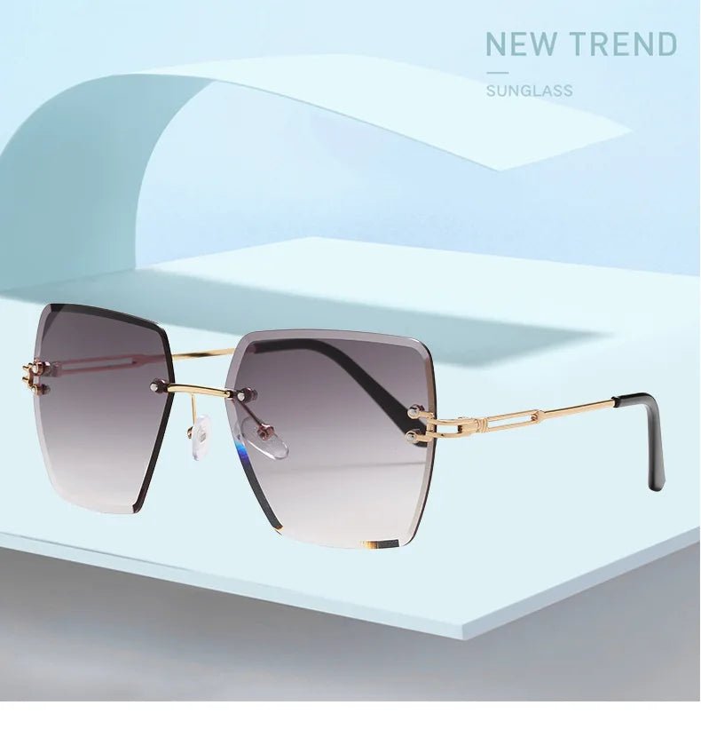 2024 Trendy Polygonal Gradient Men Sunglasses New Frameless Cut Edge Sunglasses for Women Sunscreen and Shading SunglassesAzizaK