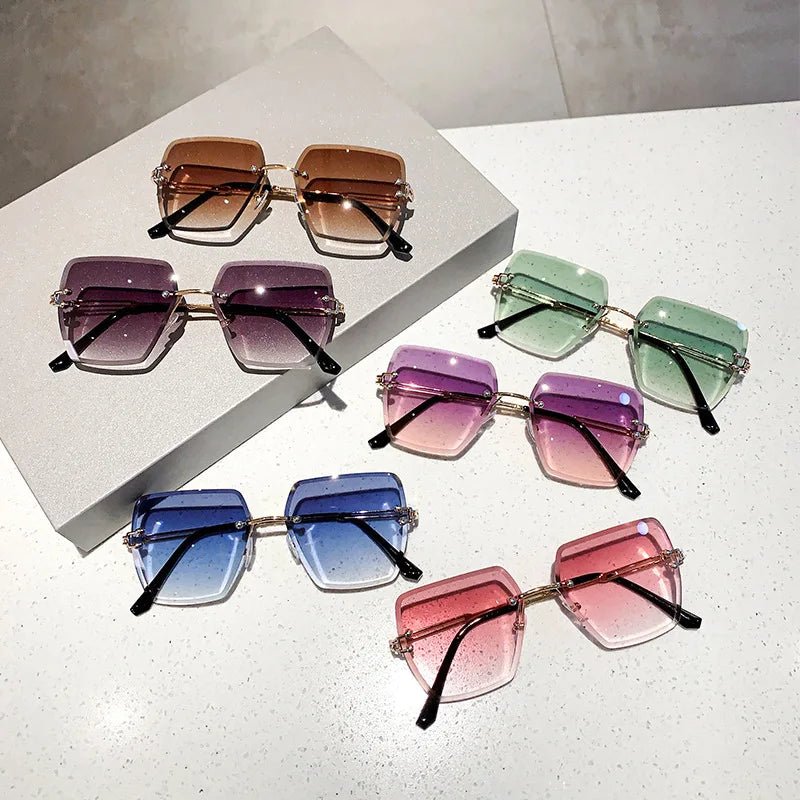 2024 Trendy Polygonal Gradient Men Sunglasses New Frameless Cut Edge Sunglasses for Women Sunscreen and Shading SunglassesAzizaK