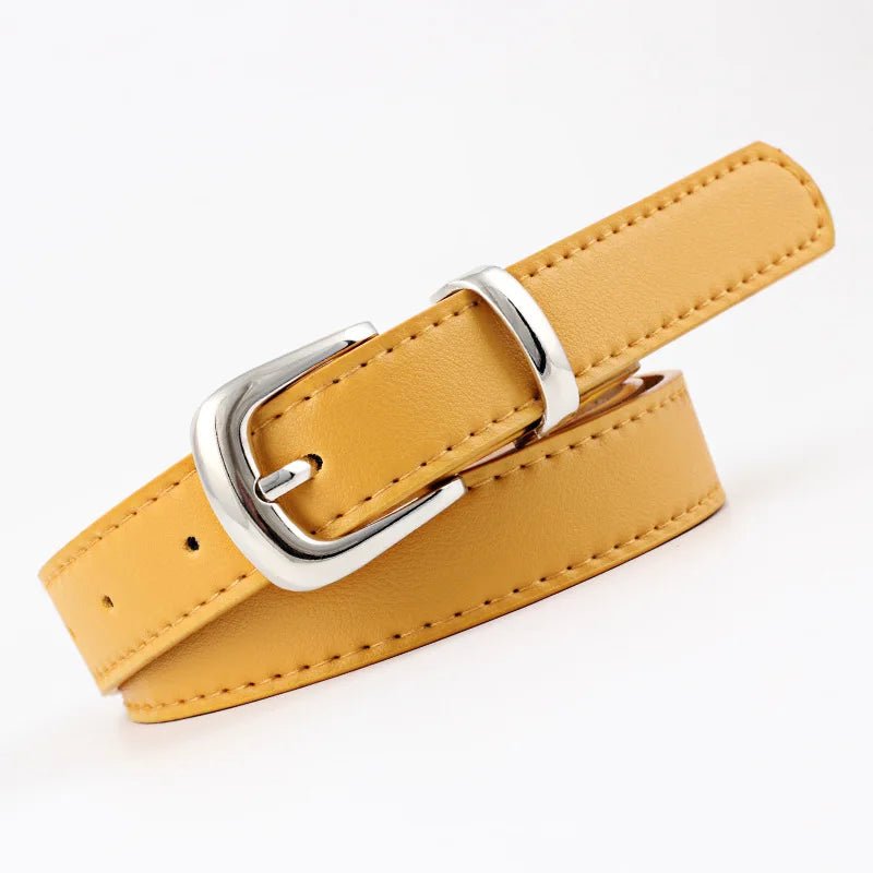 2.4x105cm Women PU Leather Belts Simple Metal Buckle Dress Jeans Pants Belt Ladies Luxury BrandAzizaK