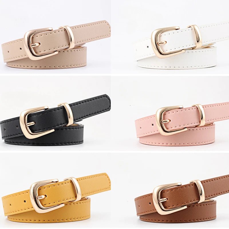 2.4x105cm Women PU Leather Belts Simple Metal Buckle Dress Jeans Pants Belt Ladies Luxury BrandAzizaK