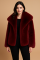 fur turn-down collar coat long sleeve cardigan