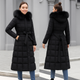 Elegant Long Puffer Coat with Faux Fur Hood