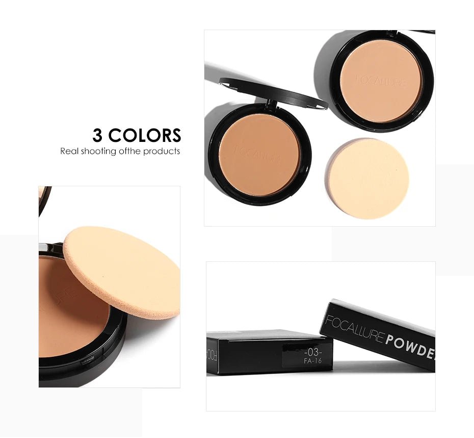 3 Colors Mineral Face Pressed Oil Control Natural Foundation Powder Smooth Finish Concealer SettingAzizaK