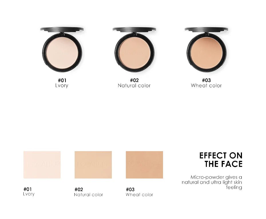 3 Colors Mineral Face Pressed Oil Control Natural Foundation Powder Smooth Finish Concealer SettingAzizaK