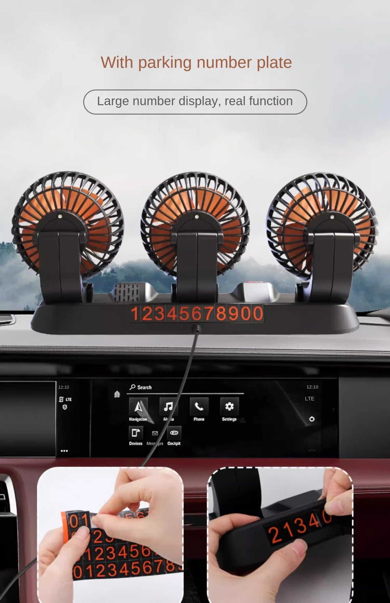 3 - Head Adjustable Car Fan 12V/24V – Dual SpeedAzizaK