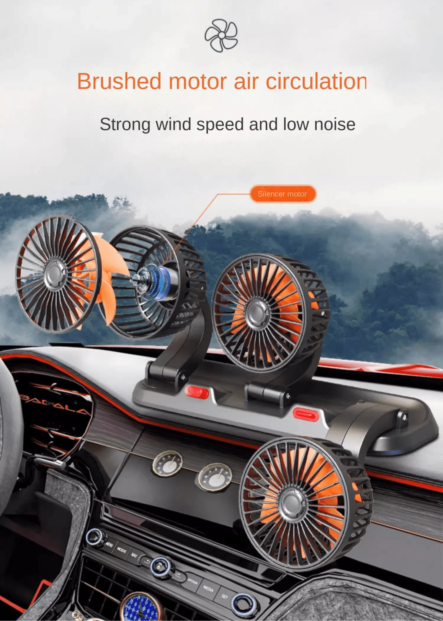 3 - Head Adjustable Car Fan 12V/24V – Dual SpeedAzizaK
