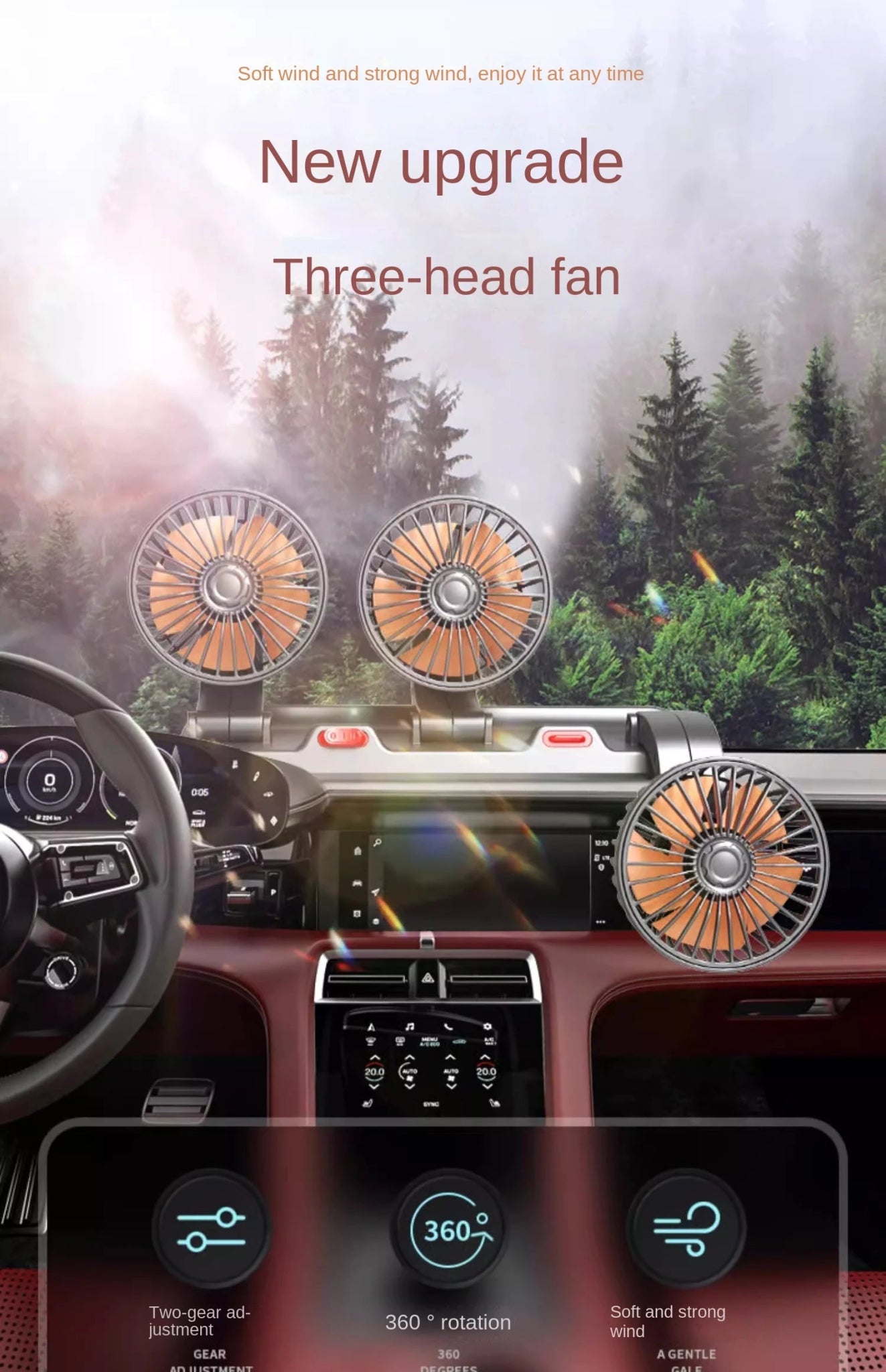 3 - Head Adjustable Car Fan 12V/24V – Dual SpeedAzizaK
