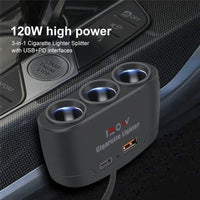 3 - in - 1 Car Charger & Cigarette Lighter Splitter – 120WAzizaK