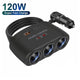 3 - in - 1 Car Charger & Cigarette Lighter Splitter – 120WAzizaK