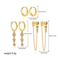 3 Pairs of Brilliant Cubic Zirconia Hoop EarringsAzizaK