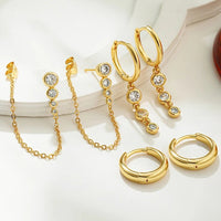 3 Pairs of Brilliant Cubic Zirconia Hoop EarringsAzizaK