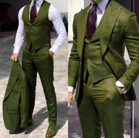 3 Pieces Groomsmen Suit Male Formal Business (Jacket+Vest+Pants）AzizaK