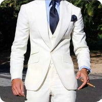 3 Pieces Groomsmen Suit Male Formal Business (Jacket+Vest+Pants）AzizaK