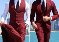 3 Pieces Groomsmen Suit Male Formal Business (Jacket+Vest+Pants）AzizaK