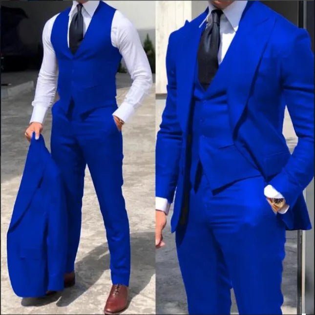 3 Pieces Groomsmen Suit Male Formal Business (Jacket+Vest+Pants）AzizaK