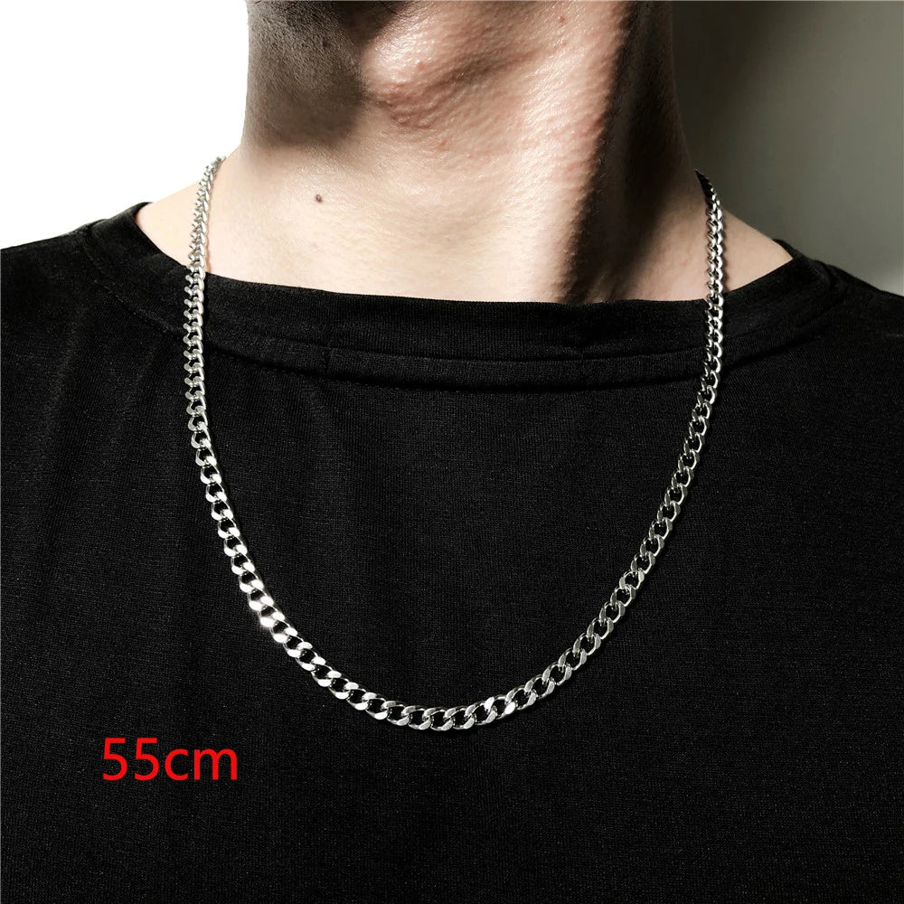 316L Stainless Steel Gold Color Long Chain Necklace For Women MenAzizaK