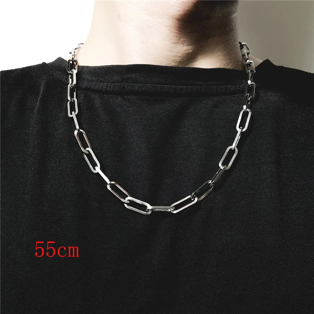 316L Stainless Steel Gold Color Long Chain Necklace For Women MenAzizaK