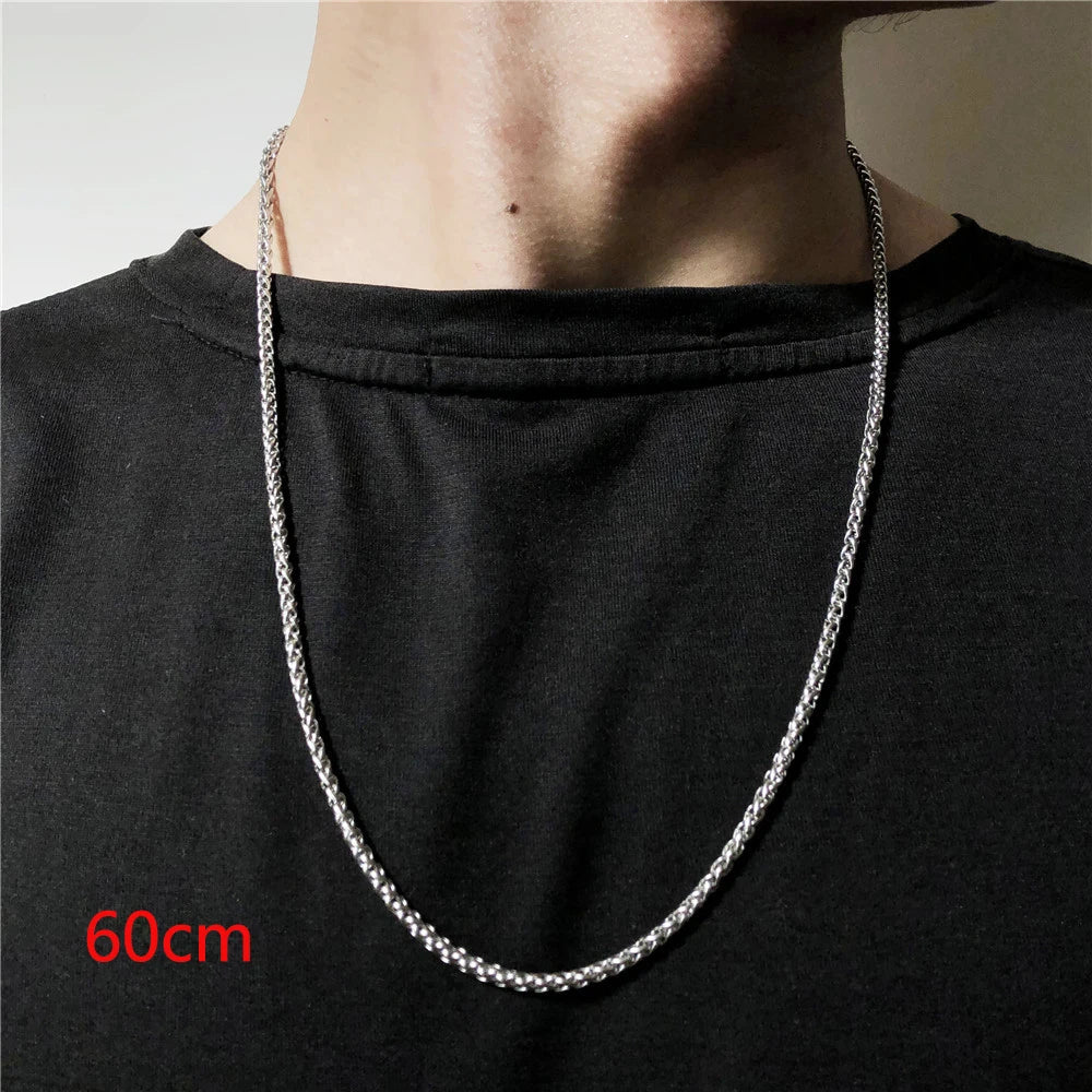 316L Stainless Steel Gold Color Long Chain Necklace For Women MenAzizaK