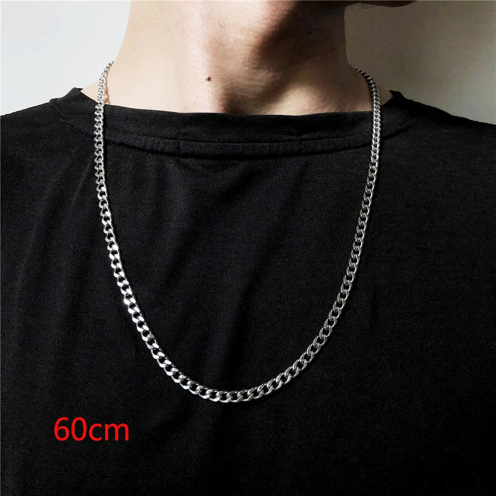 316L Stainless Steel Gold Color Long Chain Necklace For Women MenAzizaK