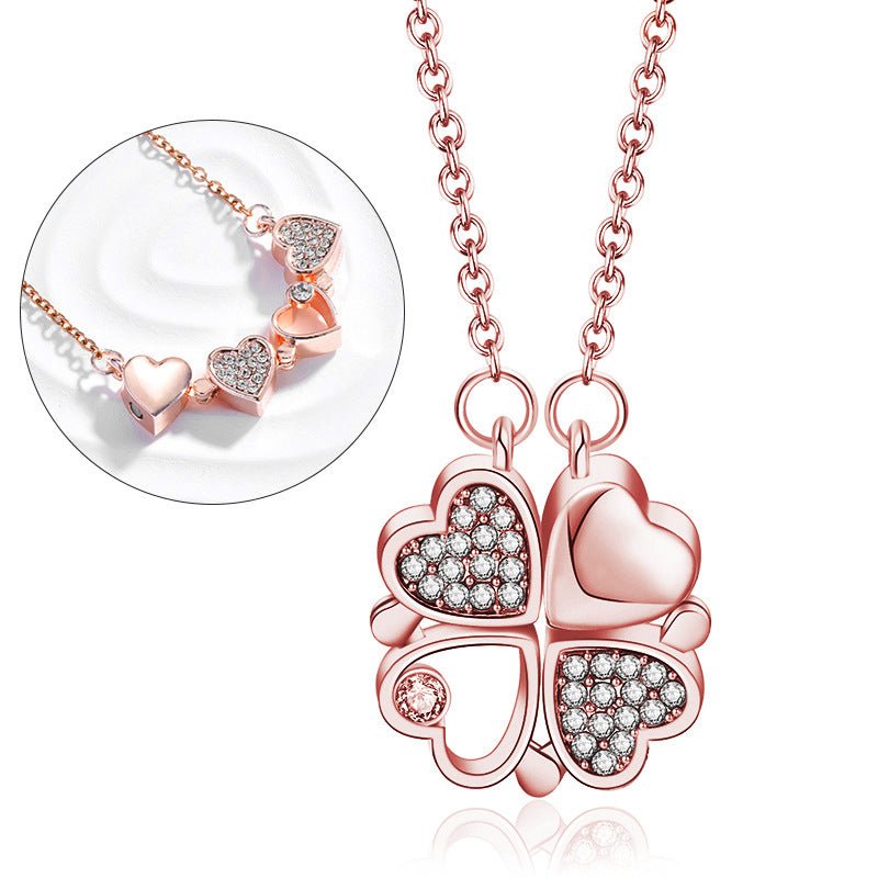 316L Stainless Steel Love Magnetic Pendant Necklace for Women Clover Necklace Heart Shaped Clover Necklace Pendant Jewelry GiftAzizaK