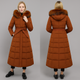 Elegant Long Puffer Coat with Faux Fur Hood
