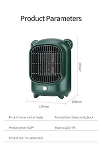 500W/220V Room Heater Quiet Electric HeaterAzizaK