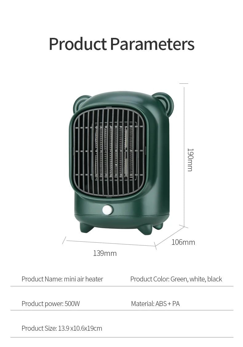 500W/220V Room Heater Quiet Electric HeaterAzizaK