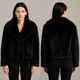 fur turn-down collar coat long sleeve cardigan