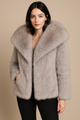 fur turn-down collar coat long sleeve cardigan