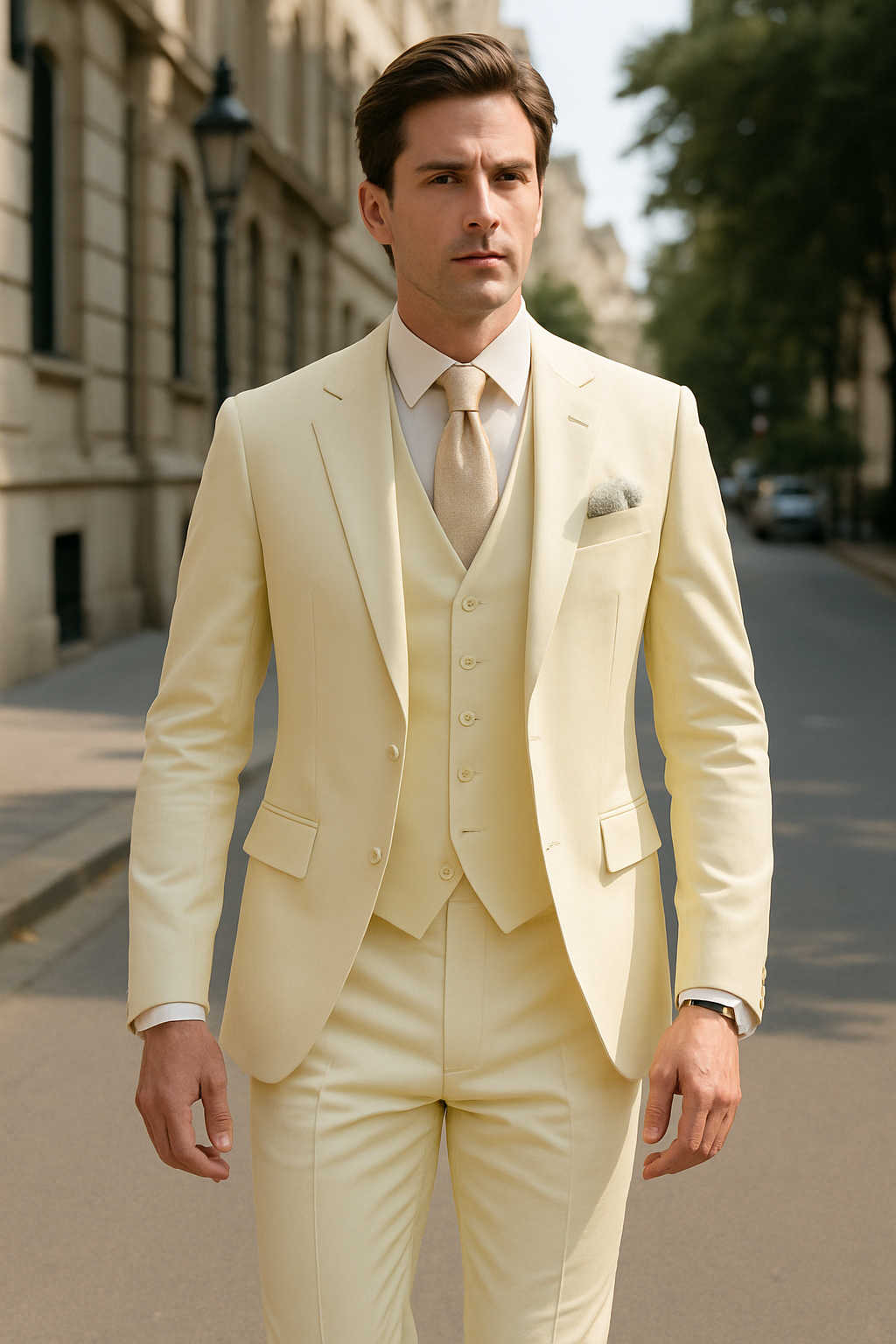 Costume 3 pièces slim fit pour homme – Blazer, gilet et pantalon | Tenue de soirée élégante