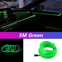 5M Car Interior LED Strip Light EL Wire Car Decorative Lamp DIY Flexible Ambient Light USB Party Atmosphere DiodeAzizaK