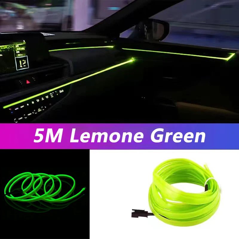 5M Car Interior LED Strip Light EL Wire Car Decorative Lamp DIY Flexible Ambient Light USB Party Atmosphere DiodeAzizaK