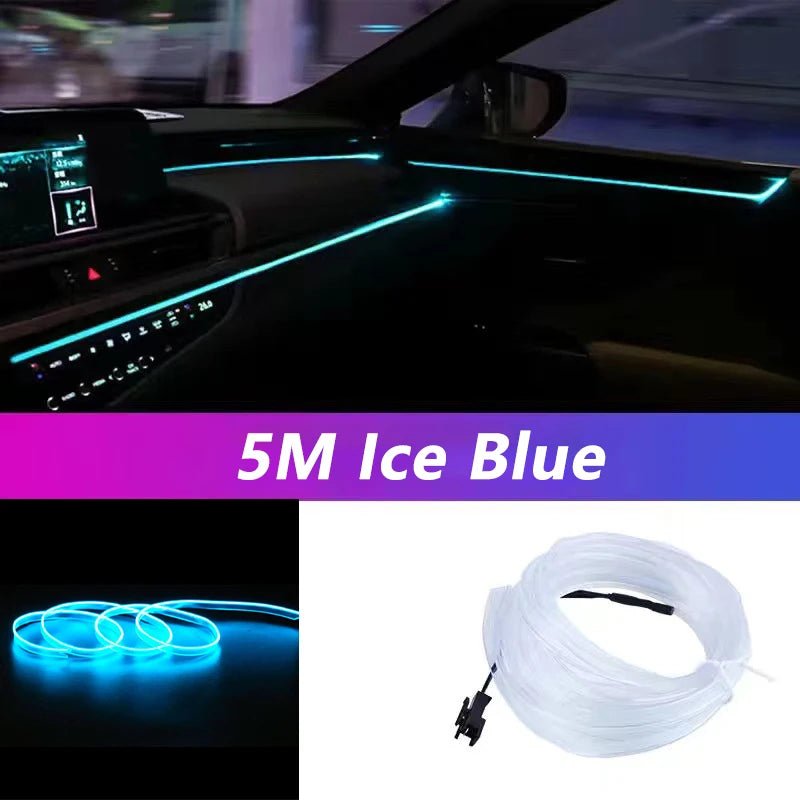 5M Car Interior LED Strip Light EL Wire Car Decorative Lamp DIY Flexible Ambient Light USB Party Atmosphere DiodeAzizaK