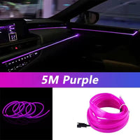 5M Car Interior LED Strip Light EL Wire Car Decorative Lamp DIY Flexible Ambient Light USB Party Atmosphere DiodeAzizaK