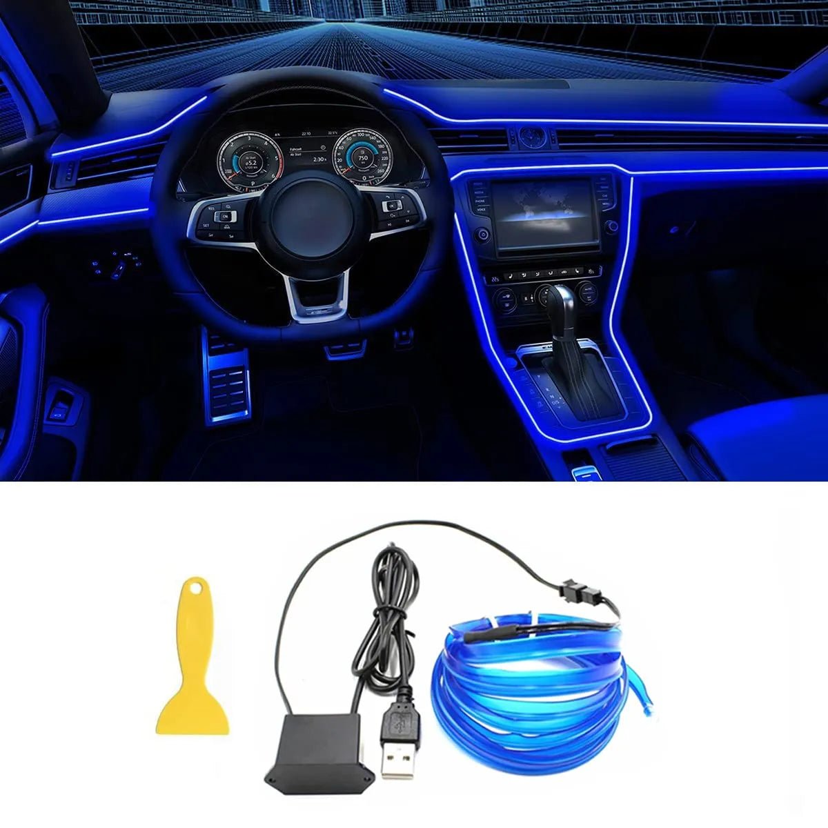 5M Car Interior LED Strip Light EL Wire Car Decorative Lamp DIY Flexible Ambient Light USB Party Atmosphere DiodeAzizaK