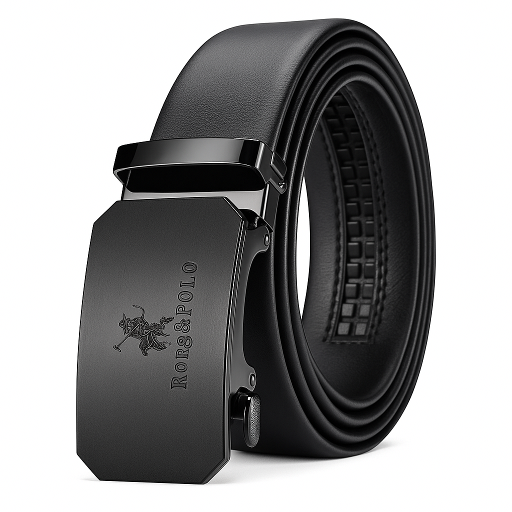 Premium Genuine Leather Men’s Belt with Automatic Ratchet Buckle – Elegant and Durable