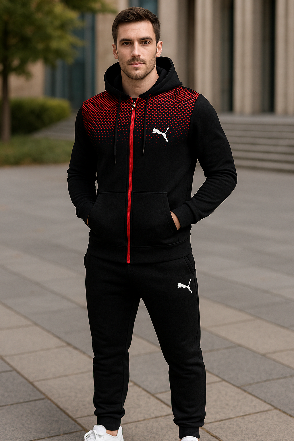 Hooded zip-up jacket + sweatpants