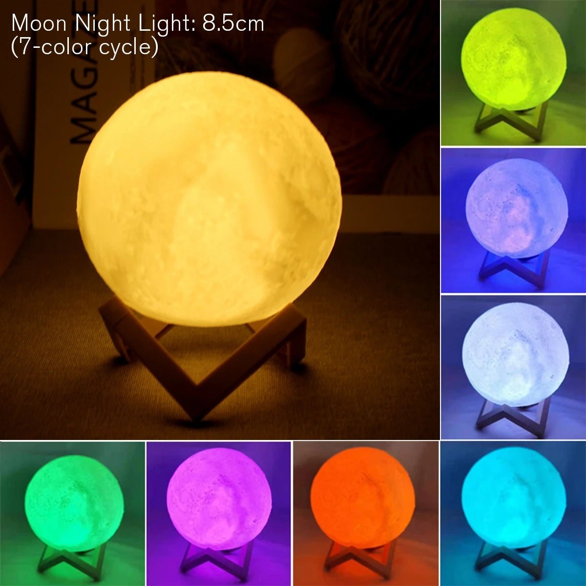 8cm Battery Powered LED Moon Lamp with StandAzizaK