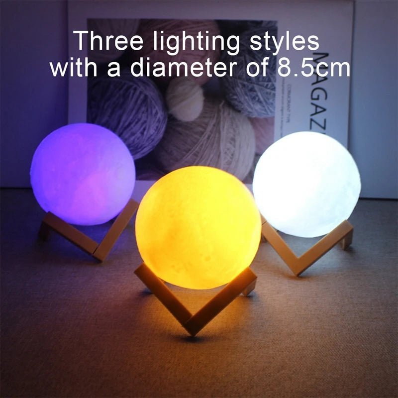 8cm Battery Powered LED Moon Lamp with StandAzizaK